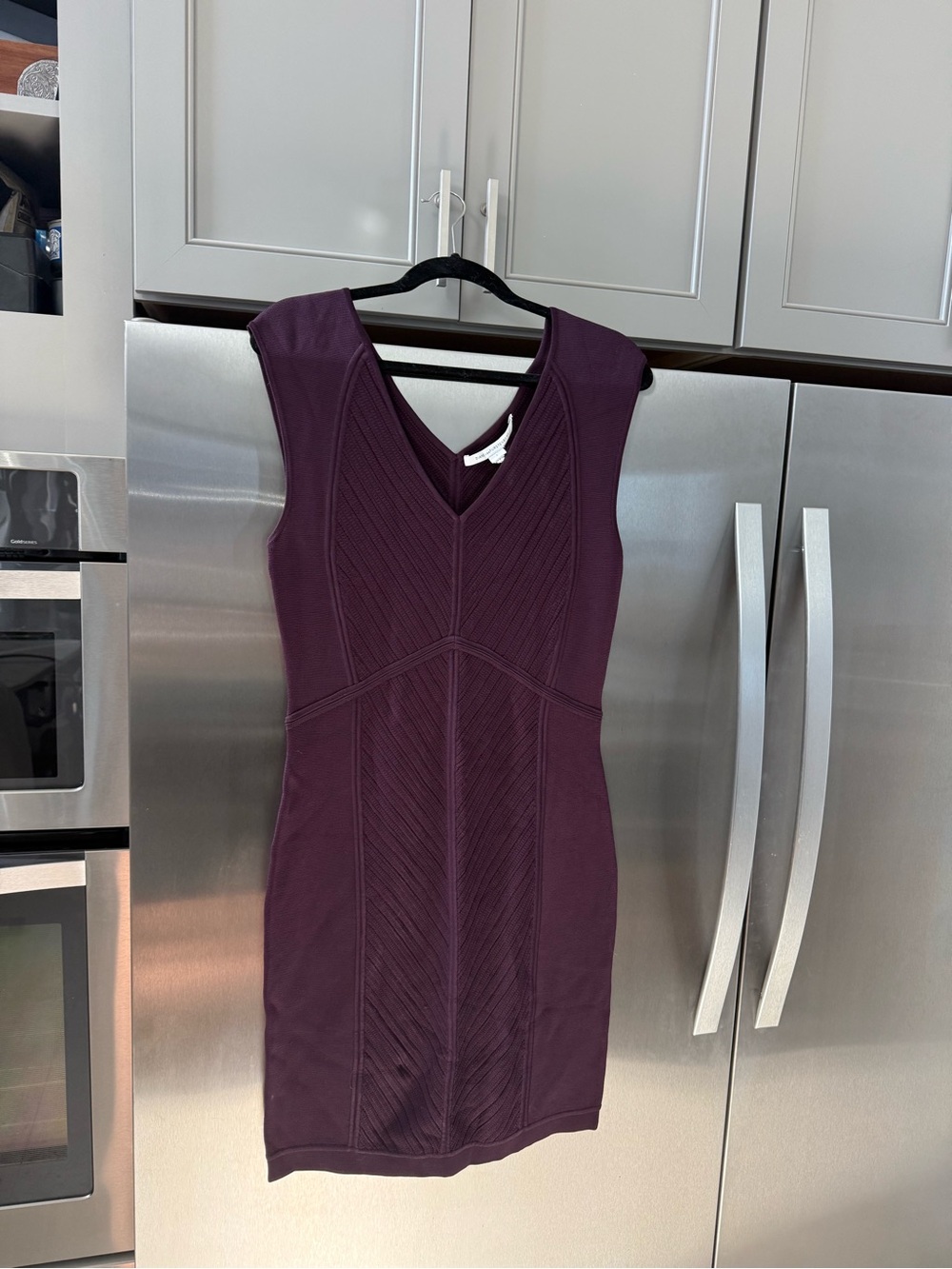 $460 NWT DVF Diane Von Furstenburg Cressida Bodycon Dress in Brazen Plum - L